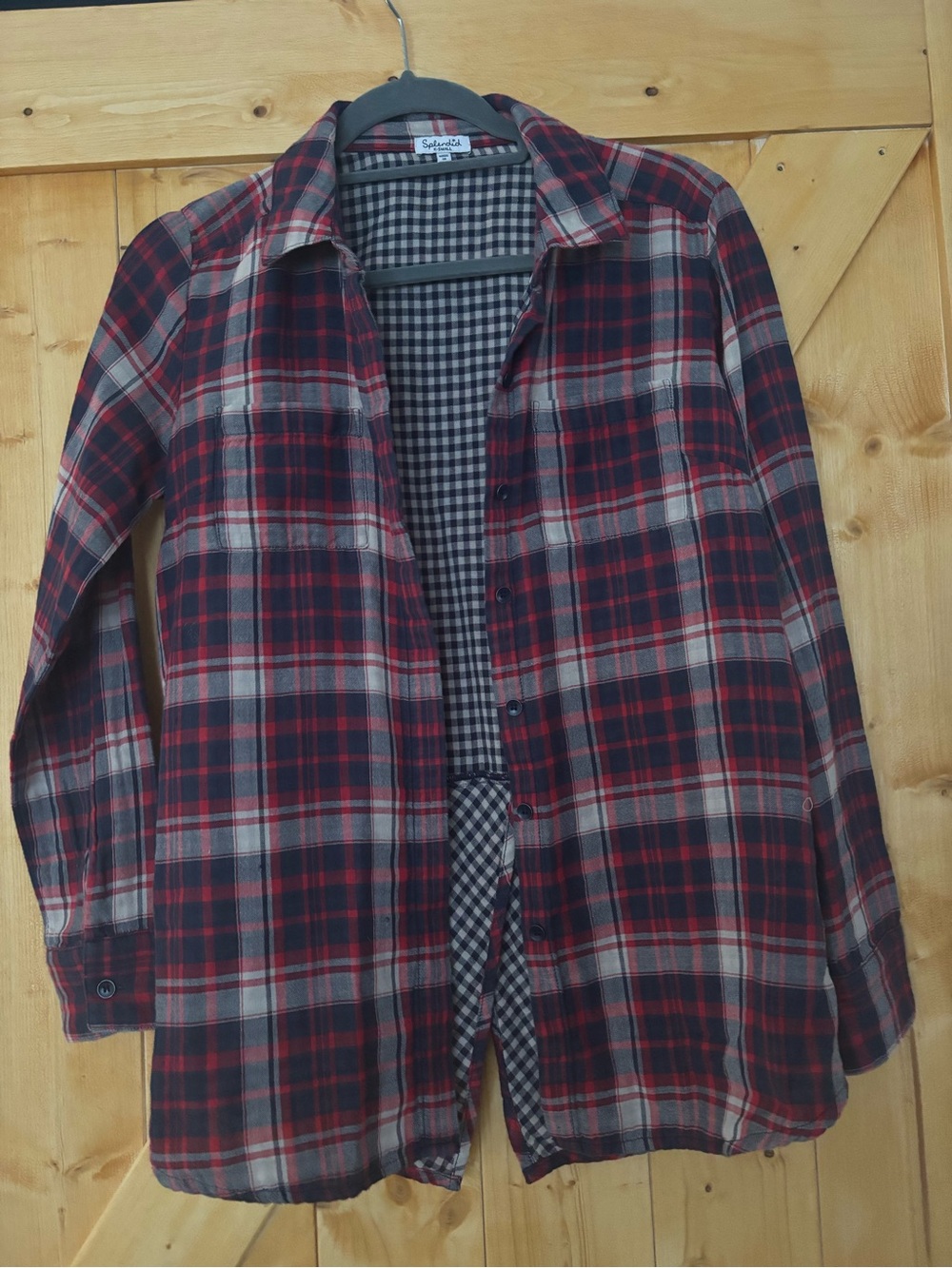 Splendid Red Blue Plaid Button Down Flannel Size XS